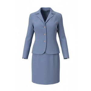 Vintage Studio C Blue Skirt Suit Set Size 12 Blazer Jacket Career Office Outfit